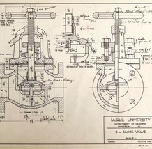 McGill University Globr Valve 1965 Mechanical Drawing Print Engineering ... - £23.97 GBP