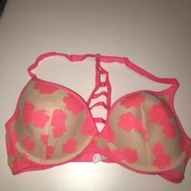 Pink Victoria’s Secret 34D Lightly Lined T Back Underwire Bra Floral Mes... - $9.89