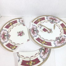 Mosaic Pieces Antique Royal Worcester Dinner Plates  Pink Panels Roses Swags - £11.00 GBP