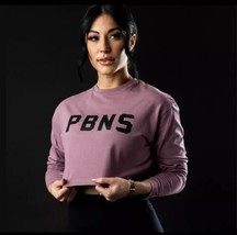 ALPHALETE PBNS Oversized Long Sleeve Crop Top - plum purple Size Medium - $18.66