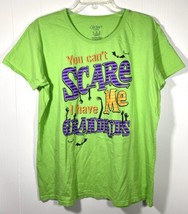Halloween Ladies XL T-shirt Can’t Scare Me Grandma Grandkids Lime Green Neon - £12.76 GBP