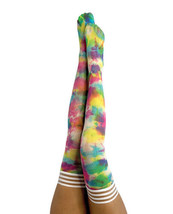 KIX'IES GILLY TIE DIE BRIGHT COLOR THIGH HIGH STAY UP STOCKINGS SIZES A-D - £19.74 GBP