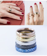 Stacking Ring Engraved Ring Personalized Coordinate Gift Motivation Gift... - £21.58 GBP