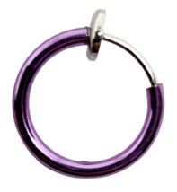 Fake Nose Ring Hoop Spring Purple Retractable Septum Lip Nose Clip On Ring - £2.62 GBP
