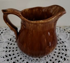 Ceramic ~ 12 Ounce Milk/Creamer Pitcher ~ Brown Drip ~ 4.5&quot; x 5&quot; - £17.60 GBP