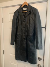 Bagatelle Women&#39;s Black Leather Trench Coat Jacket Large - £28.67 GBP