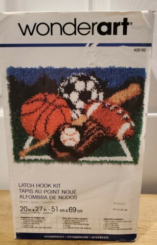 Primary image for WonderArt Latch Hook Kit Sports 20" x 27" Football Baseball Basketball Soccer 