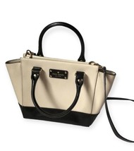 Womens Kate Spade New York Tote Bag Taupe Black Leather Work Commuter Pockets - £41.57 GBP