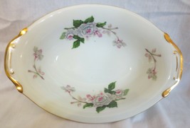 Vintage  RARE Thames Japan China WHITE ROSE Serving Vegetable Bowl Gold Trim 10&quot; - £27.82 GBP