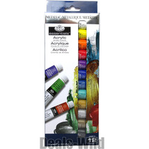 12 Piece METALLIC Acrylic Paint Set Royal &amp; Langnickel Essentials Basic Colors - £18.18 GBP