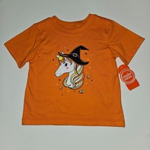 NWT Unicorn In Witch Hat Halloween Shirt Toddler 2T Orange Black Wonder Nation - £7.70 GBP