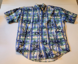 Vtg CHAPS Ralph Lauren 90s Men’s M Button Down Floral Hawaiian Camp Shirt Palm - $14.80