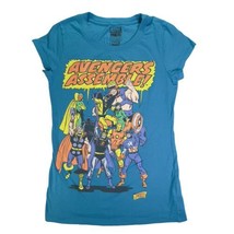Marvel 2012 Heroes Avengers Assemble Fin Blue SS Shirt Girls Size Med (7/9) - £9.27 GBP