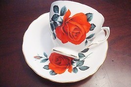 Royal Vale, England, Ridgways, Footed Cup &amp; Saucer Set, red roses [80] - £34.88 GBP