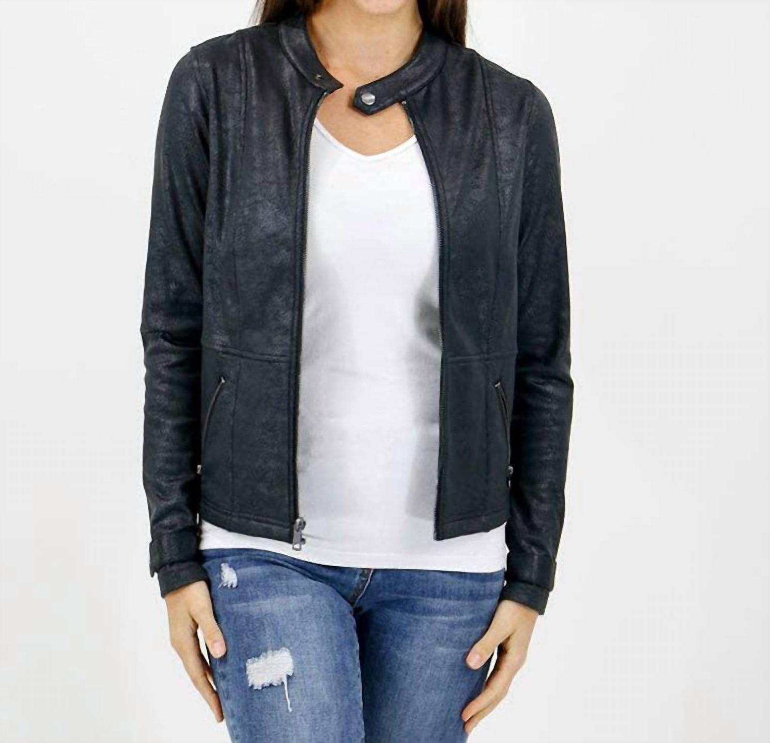 Grace And Lace Leather Like Cafe Racer Jacket Black - $61.00