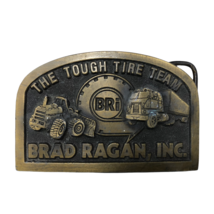 VTG Brad Ragan Inc The Tough Tire Team Solid Brass Construction Belt Buckle - £15.50 GBP