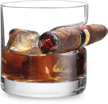 Gifts Men Cigar Whiskey Glass Old Fashioned Glasses Indented Rest, Gifts for Dad - £15.20 GBP