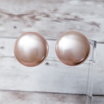 Vintage Screw Back Earrings Pearlescent With Slight Pinkish Tone 1&quot; - $9.99