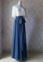 Dusty Blue Maxi Chiffon Skirt Outfit Bridesmaid Custom Plus Size Chiffon Skirts image 3