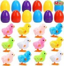 12 PCs Easter Eggs Filled with Wind up Toys Easter Basket Stuffers with Jumping  - £39.92 GBP