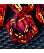 Dnd Dragon Eye Dice Liquid Core Dice Set Red Resin Sharp Edged Dice With... - £43.14 GBP