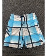 Men&#39;s Hurley Blue Black White Board Shorts Tie Closure Side Pocket size 32 - $11.60