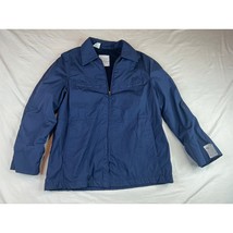 Vintage Utility Jacket Women Size 12 S Large Blue Heavy Duty Long Sleeve... - $14.00