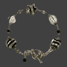 Sterling Silver Hand Made  Glass Art Charms Bracelet 7.5” - £35.39 GBP