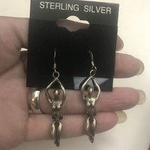 Vintage Sterling Nude Woman Articulated Earrings RARE Art Nouveau Modernist - $56.09