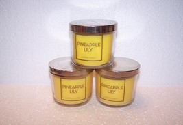 Bath & Body Works Pineapple Lily Scented Jar Candle with Lid 4 oz - Lot of 3 - $29.50