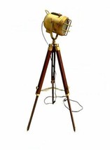 Nautical Floor Lamp Searchlight Vintage Spotlight Wooden Tripod Stand Room Décor - £117.15 GBP