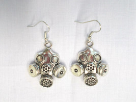 Prepper End Of Days Gask Mask Apocalypse Alloy Silver Dangling Pair Of Earrings - £7.19 GBP