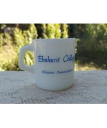 Vintage Advertising Mug Elmhurst College Alumni Association  Milk Glass - £19.42 GBP