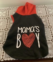 Vibrant Life Fleece Dog Hoodie Jacket Red SMALL Mamas Boy Black Red Heart Cute - £10.27 GBP