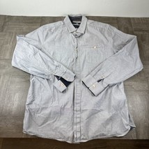 Ted Baker Shirt Mens 4 Gray Long Sleeve Striped Flip Cuff Cotton - £12.53 GBP