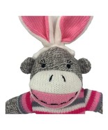 Dan Dee Sock Monkey 12&quot; Plush Bunny Rabbit Ears Pink Holiday Stuffed Ani... - £11.64 GBP