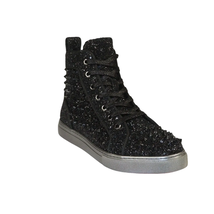 Mens High Top Shoes By FIESSO AURELIO GARCIA ,Spikes Rhine stones 2409 Black image 9