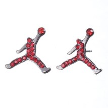 Mens and Womens Silver-Plated Basketball Player Slam Dunk Man Earrings | Red - £11.83 GBP