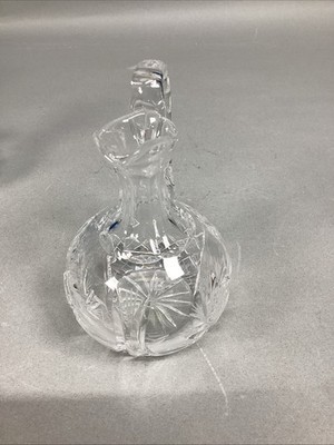 Set Of 2 Cut Glass Crystal Cruets Oil & Vinegar  W/ Stoppers Item image 10