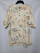 Tommy Bahama Mens SS Button Down Beige Floral Hawaiin Shirt L Silk - £19.38 GBP