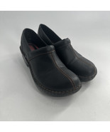 Women’s Wedge Heel Clog Shoes Black Leather Canyon River Blues Coby Sz10 - $23.36