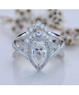 Halo Twisted Simulated Diamond Engagement Ring Set, Wedding Eternity Rin... - £66.03 GBP