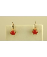 Vtg Sterling Silver Signed 925 GSJ Round Carnelian Stones Lever Back Ear... - $44.55