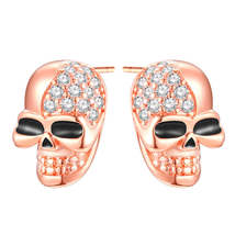 Cubic Zirconia &amp; 18K Rose Gold-Plated Skull Stud Earrings - £11.18 GBP