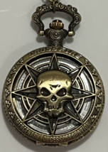 Skull Pocket Watch NEW Gift Halloween Skeleton Costume Cross Fire - $11.57