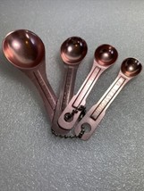 Vintage Rose Gold Measuring Spoons 1 Tbs 1 tsp 1/2 tsp 1/4 tsp Scratches On Back - £9.02 GBP
