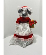18&quot; Old Christmas Grey Grandma Mouse Red Dress Handmade Holding Flowers ... - £59.61 GBP