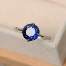 925 Sterling Silver Natural Certified 3.25 Ct Blue Sapphire Antique Gift Ring - £39.54 GBP