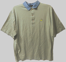 $9.99 Masters Club House Blue Yellow Stripes Cotton Golf Augusta Polo Sh... - £10.21 GBP