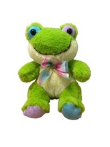 Walmart Green Frog Plush Stuffed Animal With Rainbow Bow Pastel Easter Kawaii - $16.02